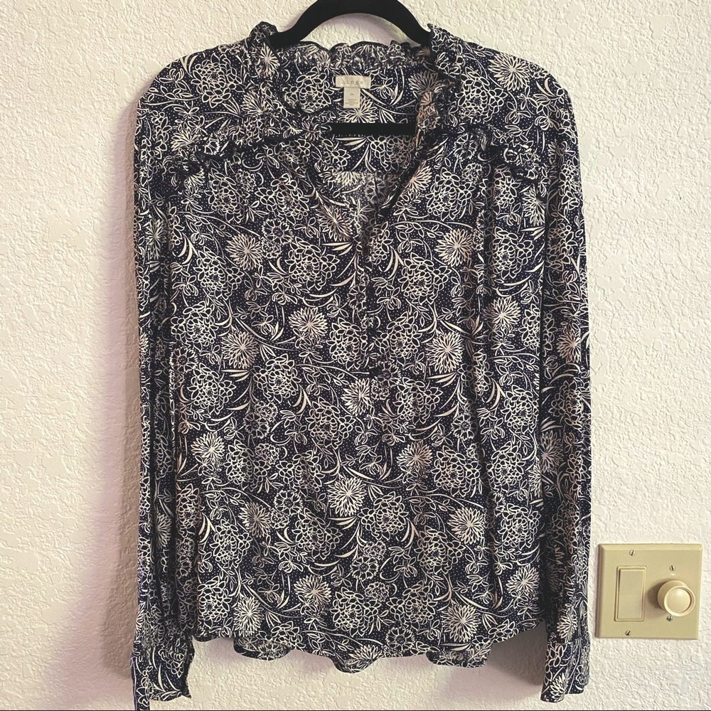 Hinge Navy Floral Blouse